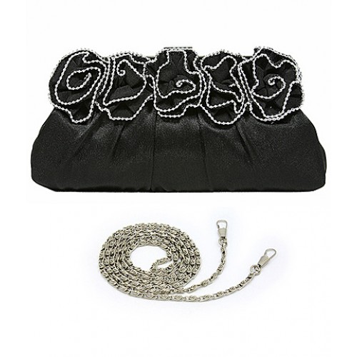 Evening Bag - Metal Frame w/ Metal Bead Trim - BG-EBS1128BK
